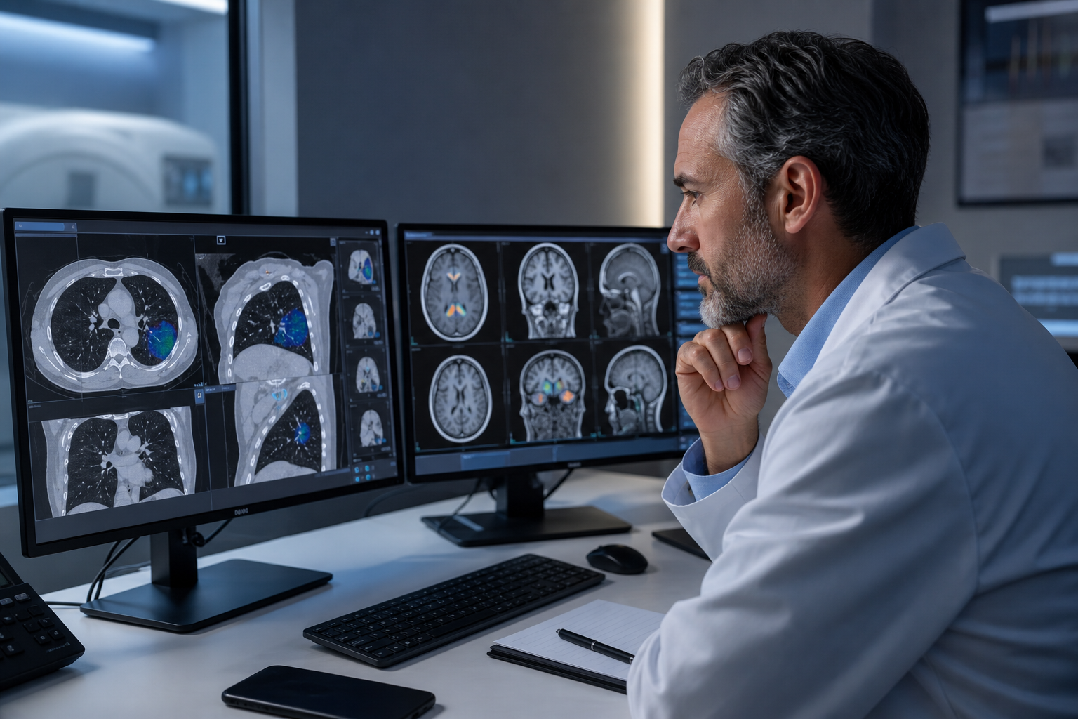Radiologist Reviewing AI-Assisted Medical Images